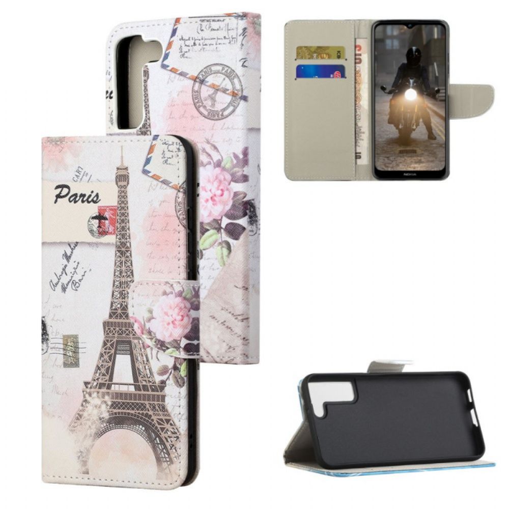 Folio-hoesje voor Samsung Galaxy S22 Plus 5G Retro Eiffeltoren