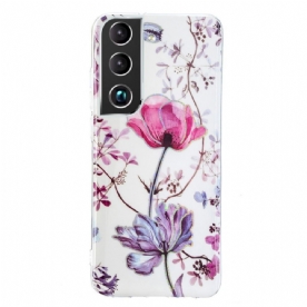 Hoesje voor Samsung Galaxy S22 Plus 5G Marmerbloemen