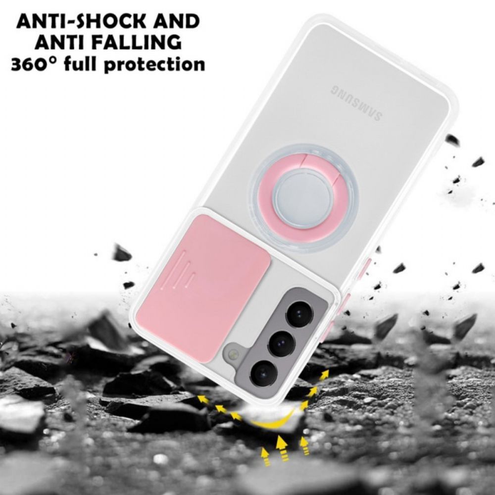 Hoesje voor Samsung Galaxy S22 Plus 5G Ringondersteuning En Lensbeschermers