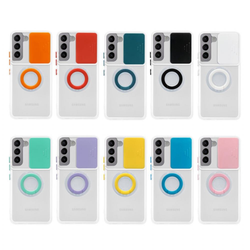 Hoesje voor Samsung Galaxy S22 Plus 5G Ringondersteuning En Lensbeschermers