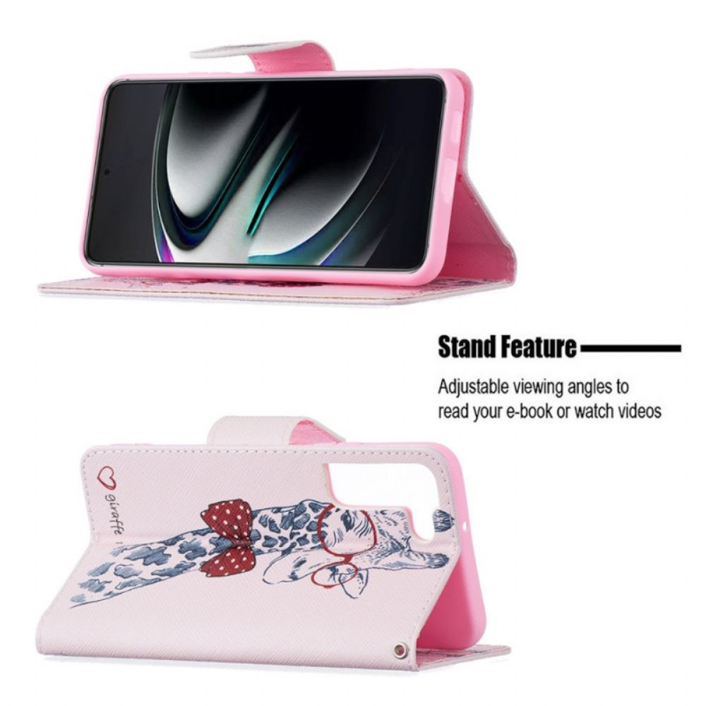 Leren Hoesje voor Samsung Galaxy S22 Plus 5G Nerdy Giraf