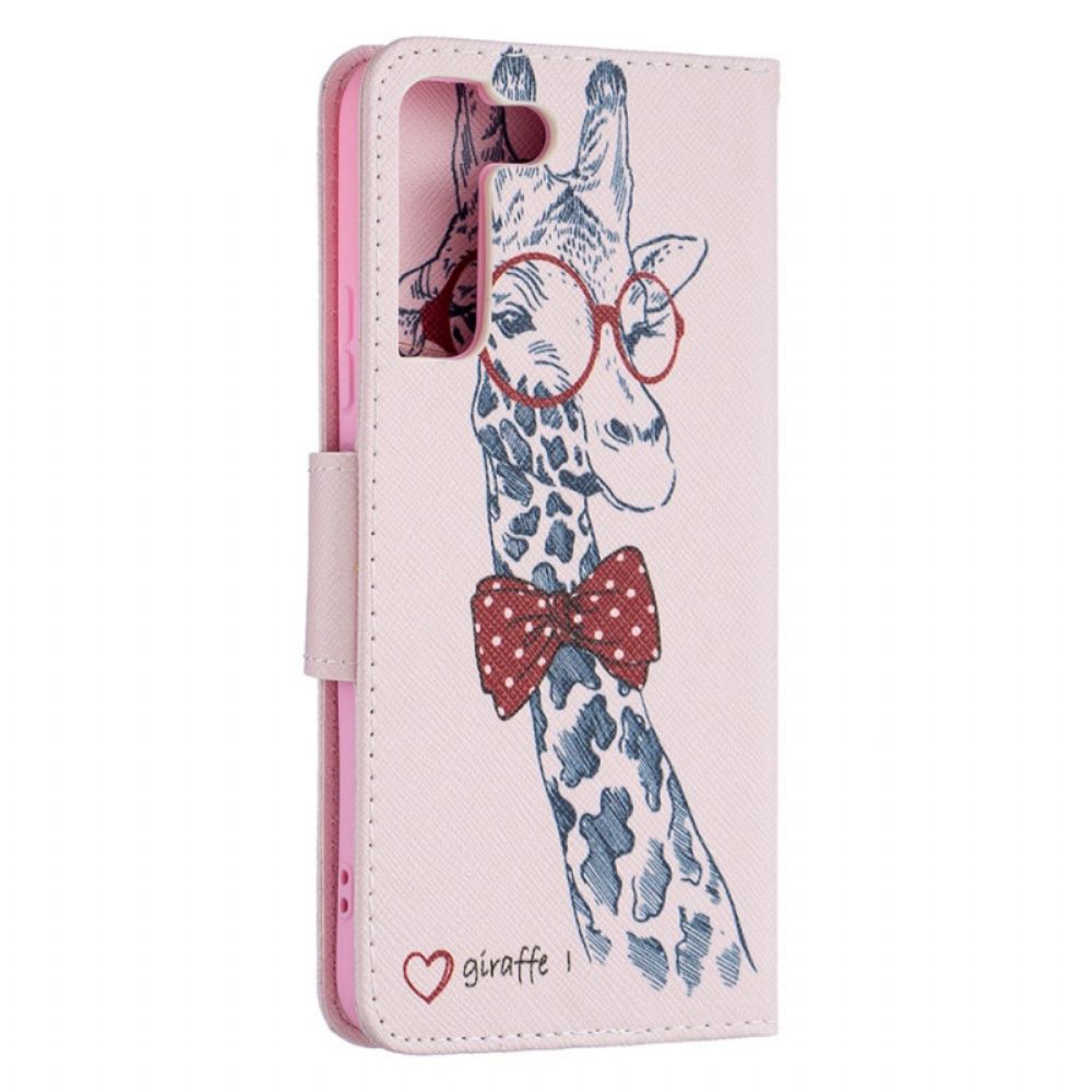 Leren Hoesje voor Samsung Galaxy S22 Plus 5G Nerdy Giraf