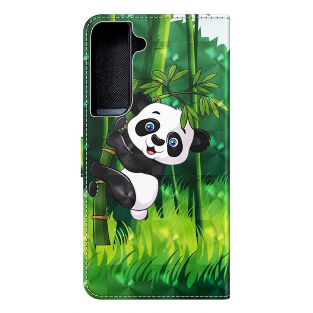 Leren Hoesje voor Samsung Galaxy S22 Plus 5G Panda En Bamboe