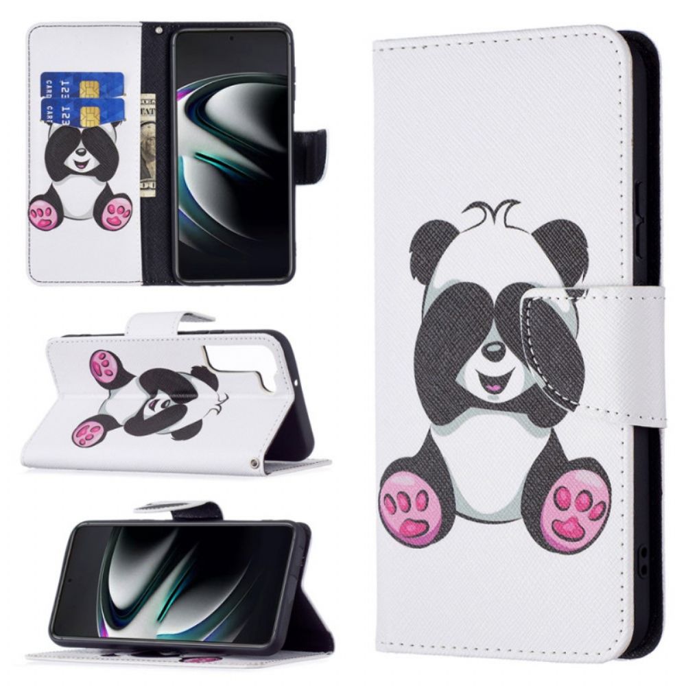 Leren Hoesje voor Samsung Galaxy S22 Plus 5G Panda Plezier