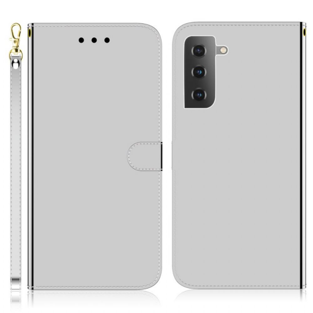 Leren Hoesje voor Samsung Galaxy S22 Plus 5G Spiegel Van Kunstleer