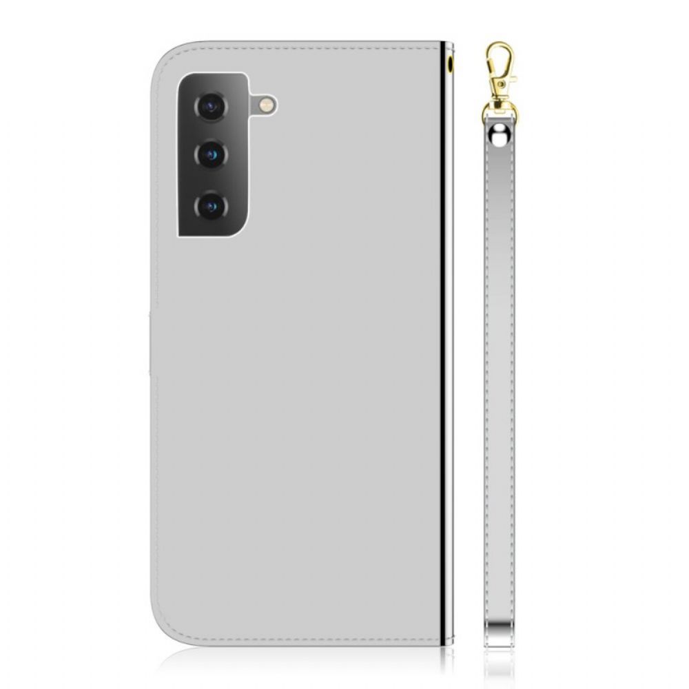 Leren Hoesje voor Samsung Galaxy S22 Plus 5G Spiegel Van Kunstleer