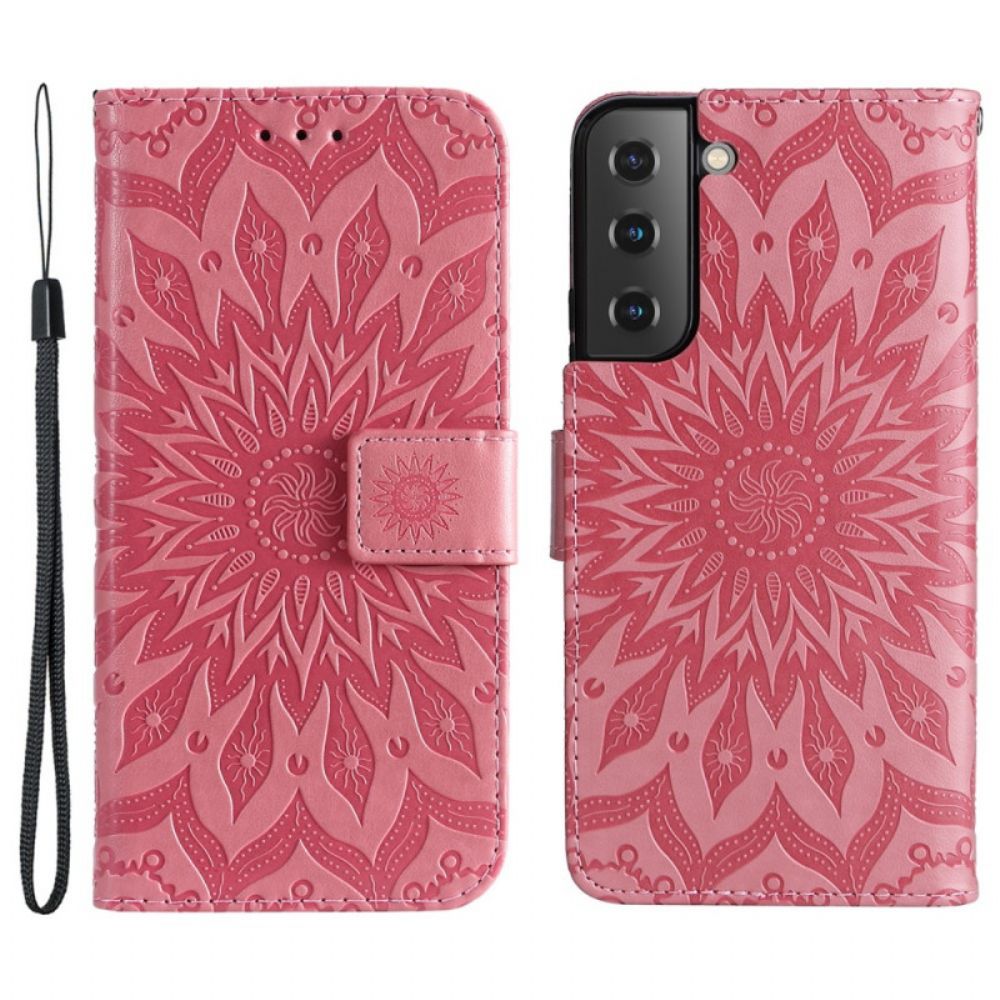 Leren Hoesje voor Samsung Galaxy S22 Plus 5G Zonnebloem