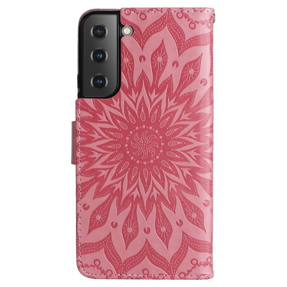 Leren Hoesje voor Samsung Galaxy S22 Plus 5G Zonnebloem