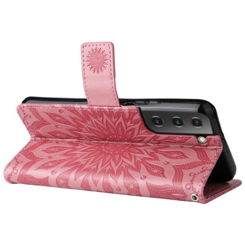 Leren Hoesje voor Samsung Galaxy S22 Plus 5G Zonnebloem
