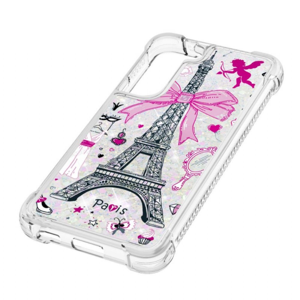 Telefoonhoesje voor Samsung Galaxy S22 Plus 5G De Eiffeltoren Pailletten
