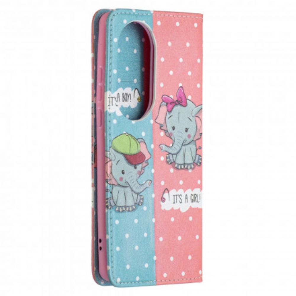 Bescherming Hoesje voor Huawei P50 Pro Folio-hoesje Babyolifanten