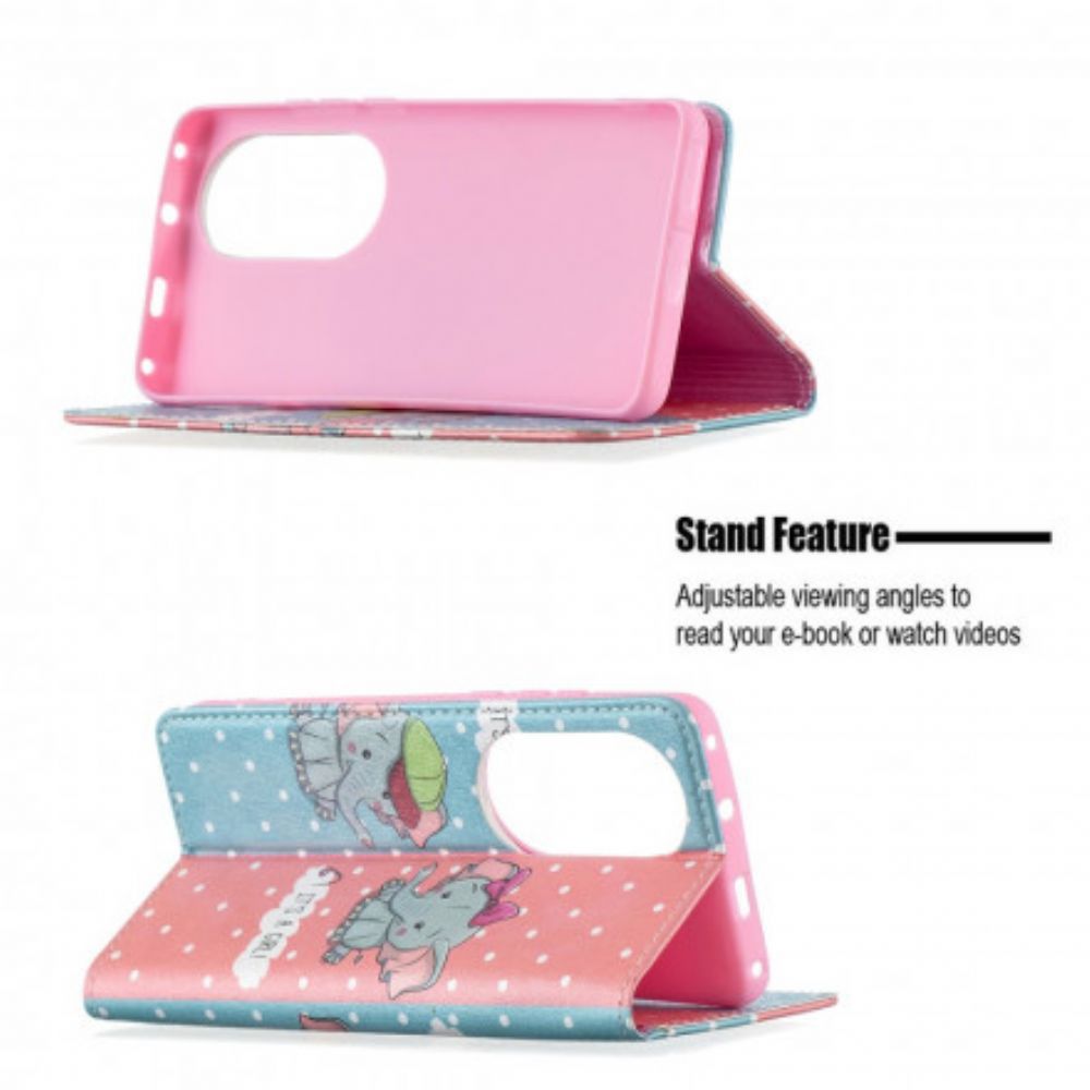 Bescherming Hoesje voor Huawei P50 Pro Folio-hoesje Babyolifanten