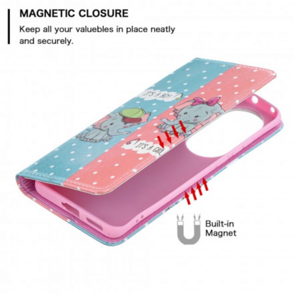 Bescherming Hoesje voor Huawei P50 Pro Folio-hoesje Babyolifanten