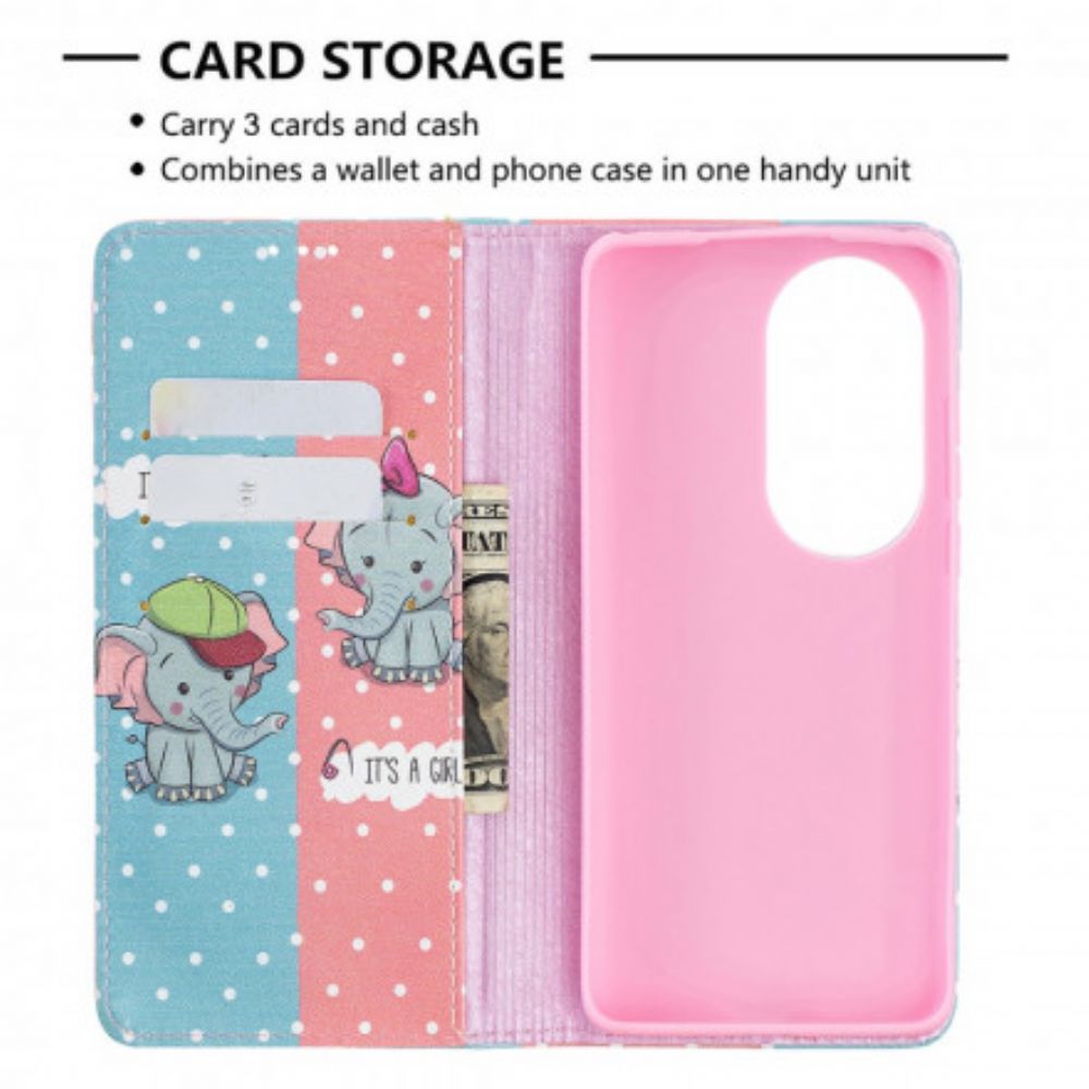 Bescherming Hoesje voor Huawei P50 Pro Folio-hoesje Babyolifanten