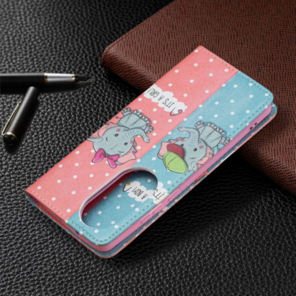Bescherming Hoesje voor Huawei P50 Pro Folio-hoesje Babyolifanten