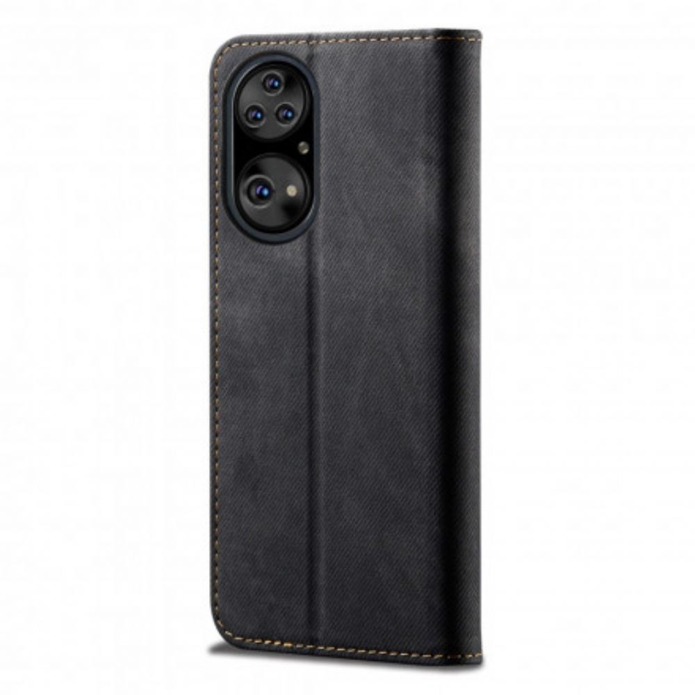 Bescherming Hoesje voor Huawei P50 Pro Folio-hoesje Imitatieleer Jeanstextuur