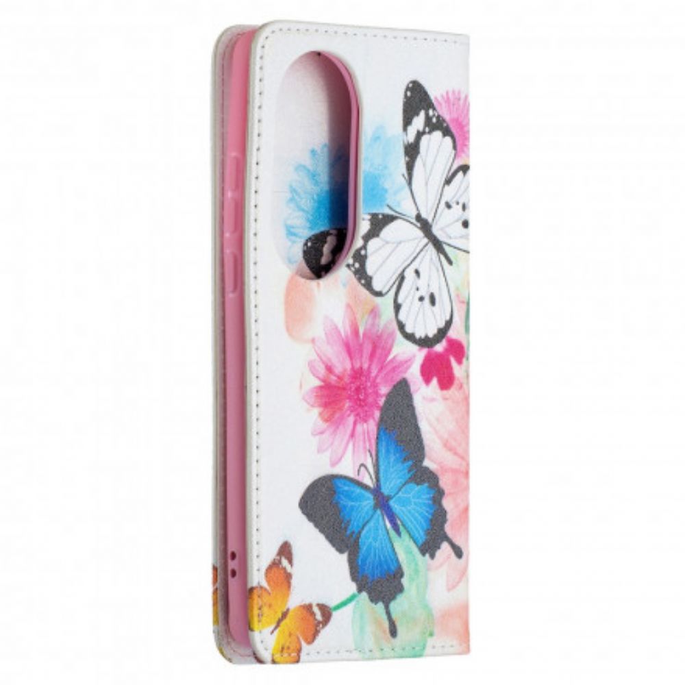 Bescherming Hoesje voor Huawei P50 Pro Folio-hoesje Kleurrijke Vlinders