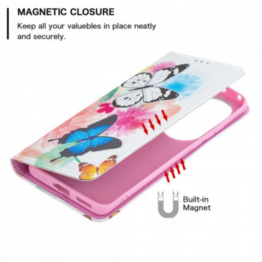 Bescherming Hoesje voor Huawei P50 Pro Folio-hoesje Kleurrijke Vlinders