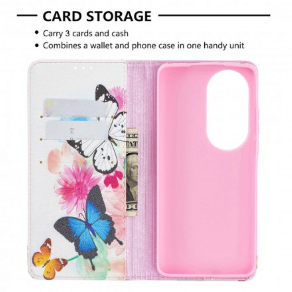 Bescherming Hoesje voor Huawei P50 Pro Folio-hoesje Kleurrijke Vlinders