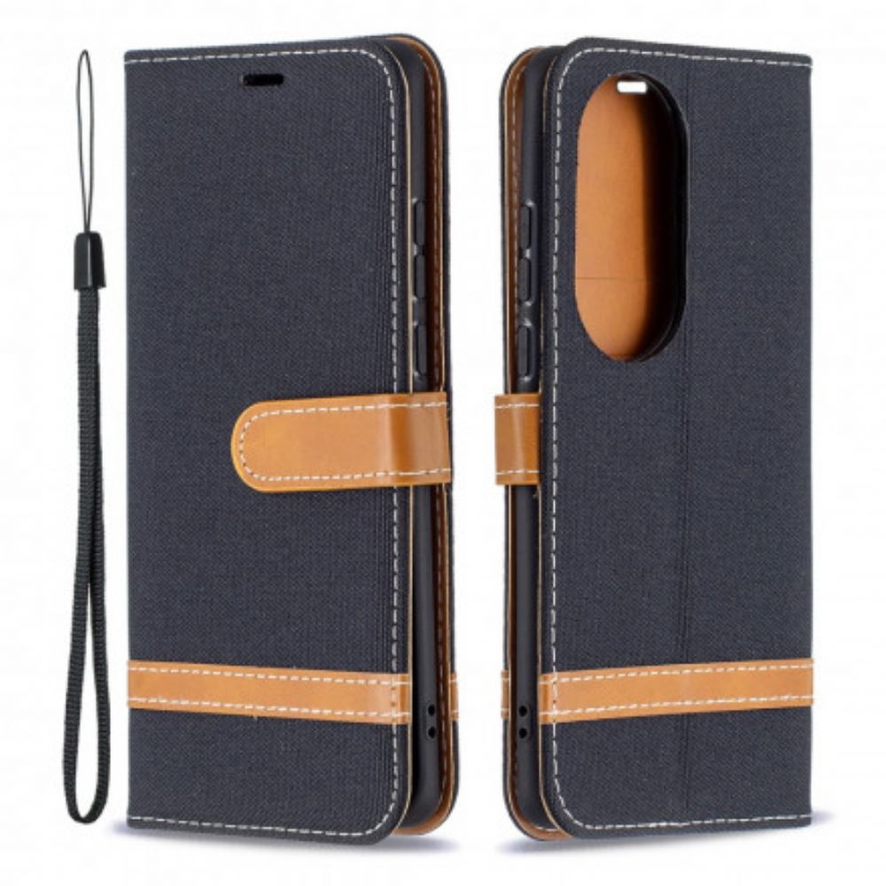 Folio-hoesje voor Huawei P50 Pro Met Ketting Band Met Stof En Leereffect