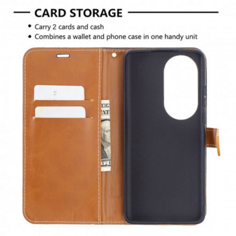 Folio-hoesje voor Huawei P50 Pro Met Ketting Band Met Stof En Leereffect