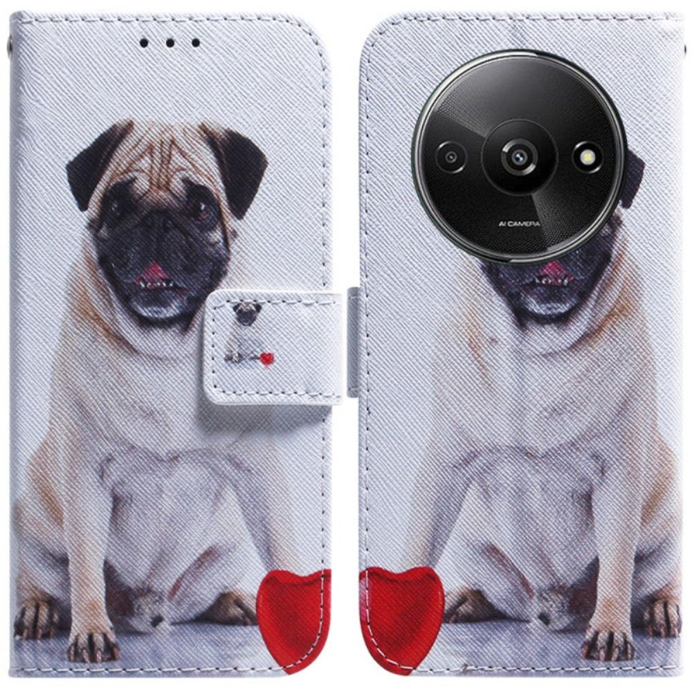 Flip Case Leren Poco C61 Mopshond