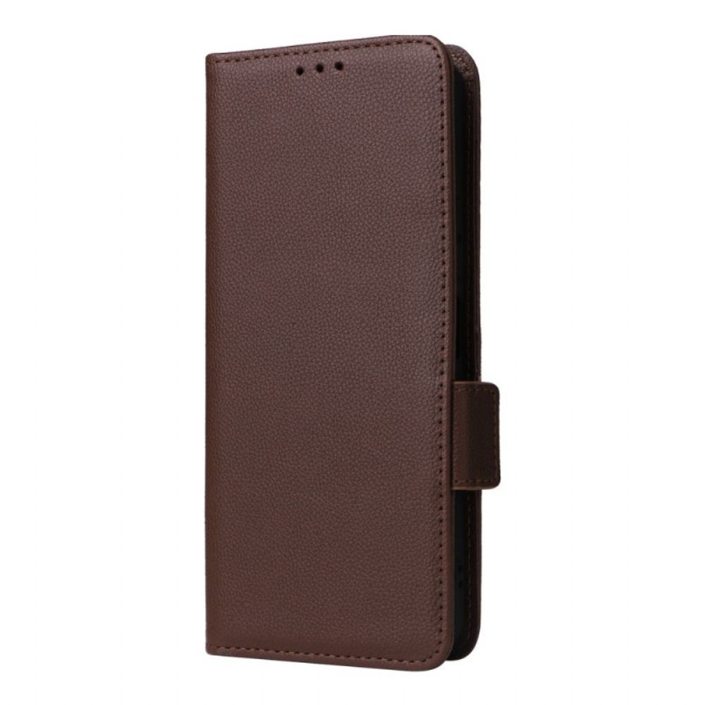 Leren Hoesje Poco C61 Litchi Leertextuur Met Riem