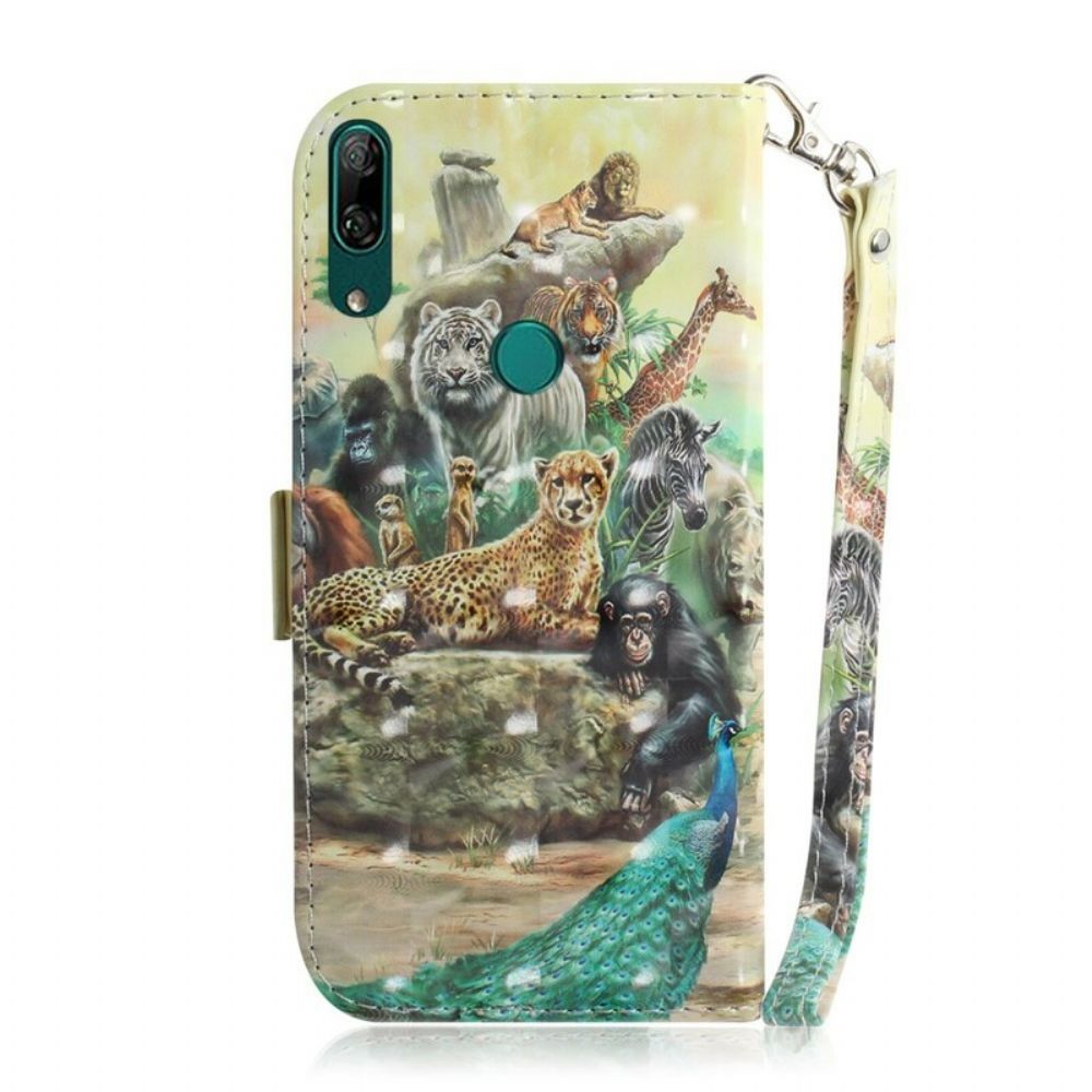 Folio-hoesje voor Huawei P Smart Z / Honor 9X Met Ketting Thong Safari Dieren