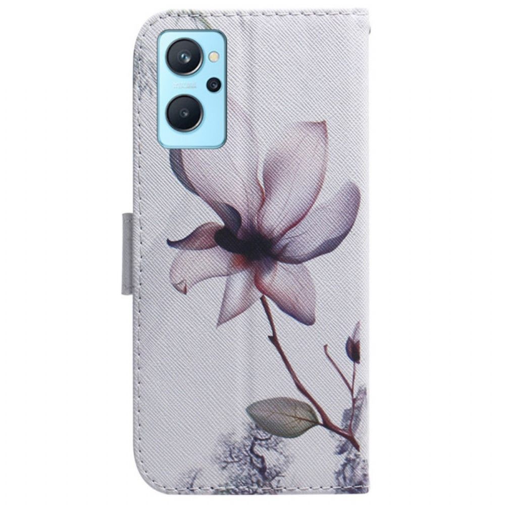 Folio-hoesje voor Realme 9i Roze Bloem
