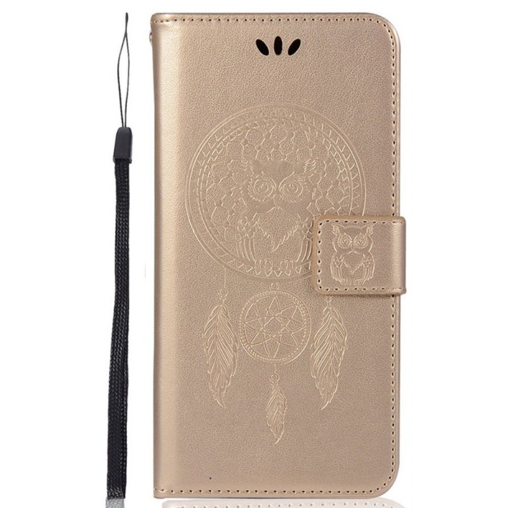 Leren Hoesje voor Realme 9i Lederen Effect Dromenvanger Uil