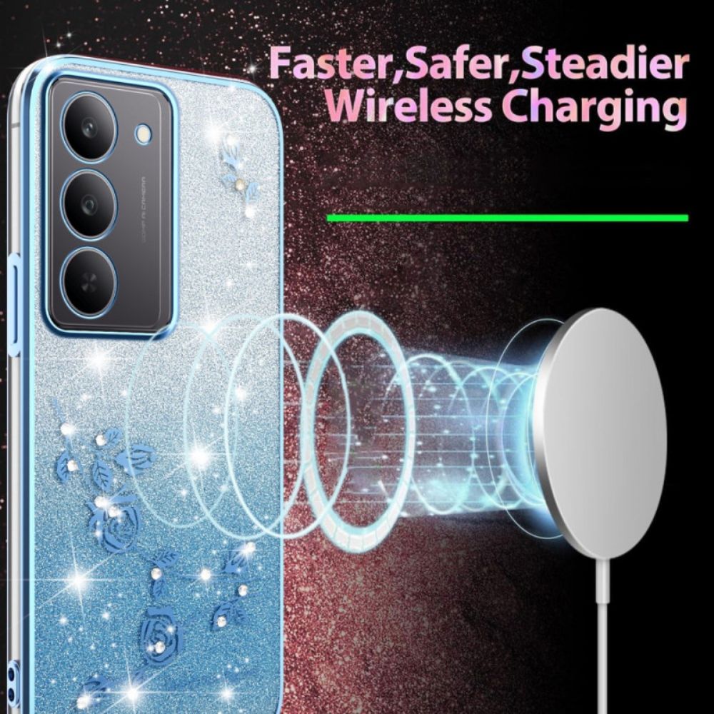 Case Hoesje Realme 14x 5g Telefoonhoesje Kadem Bloemen En Strass-steentjes