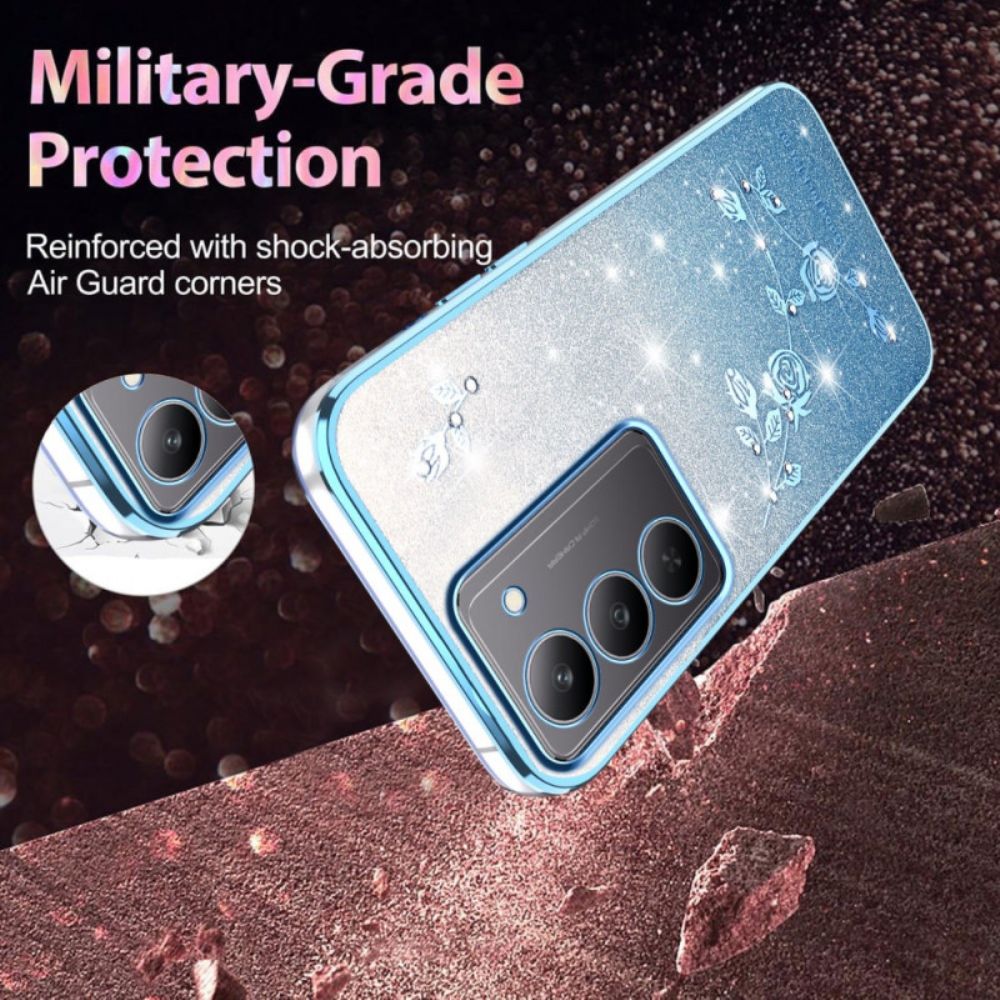 Case Hoesje Realme 14x 5g Telefoonhoesje Kadem Bloemen En Strass-steentjes