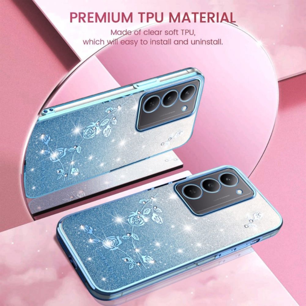 Case Hoesje Realme 14x 5g Telefoonhoesje Kadem Bloemen En Strass-steentjes