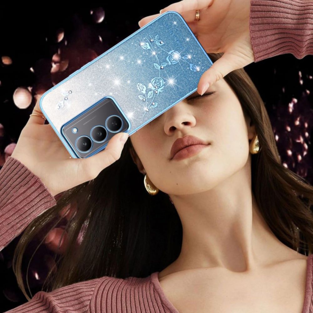 Case Hoesje Realme 14x 5g Telefoonhoesje Kadem Bloemen En Strass-steentjes