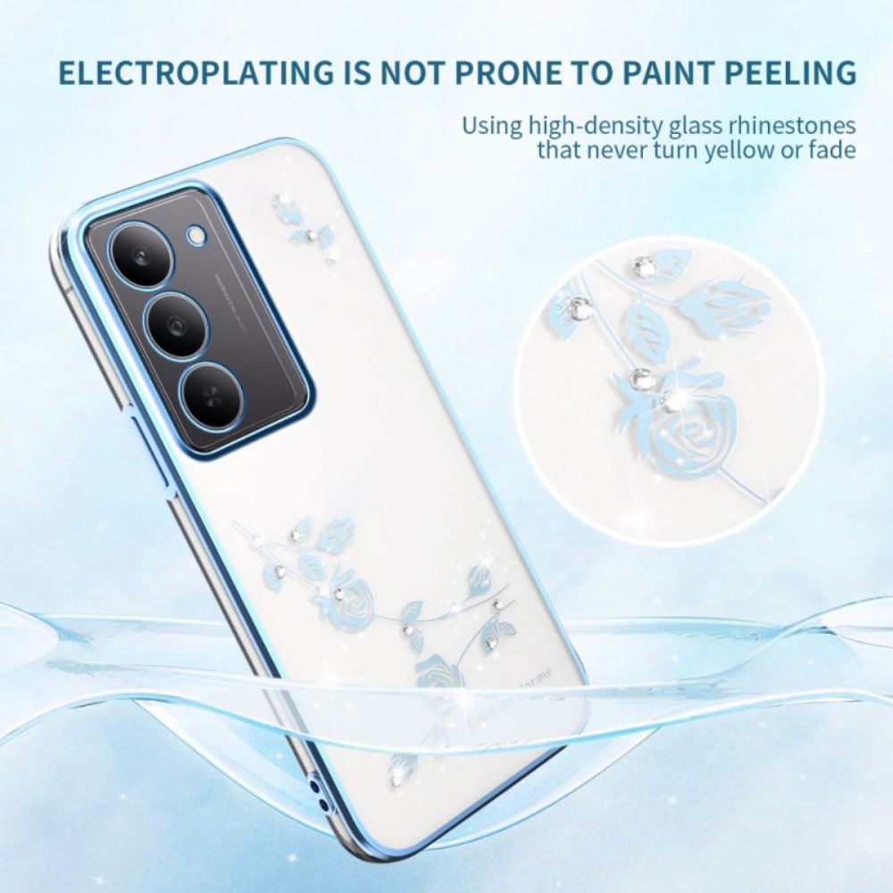 Case Hoesje Realme 14x 5g Telefoonhoesje Kadem Bloemversiering En Strass-steentjes