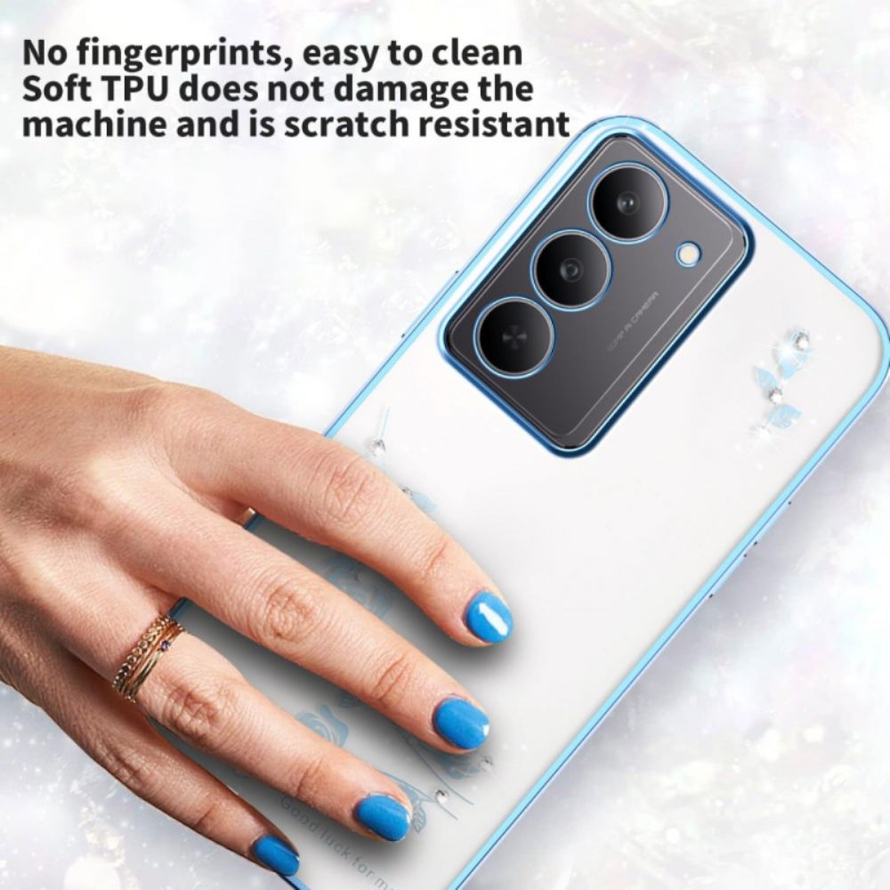 Case Hoesje Realme 14x 5g Telefoonhoesje Kadem Bloemversiering En Strass-steentjes