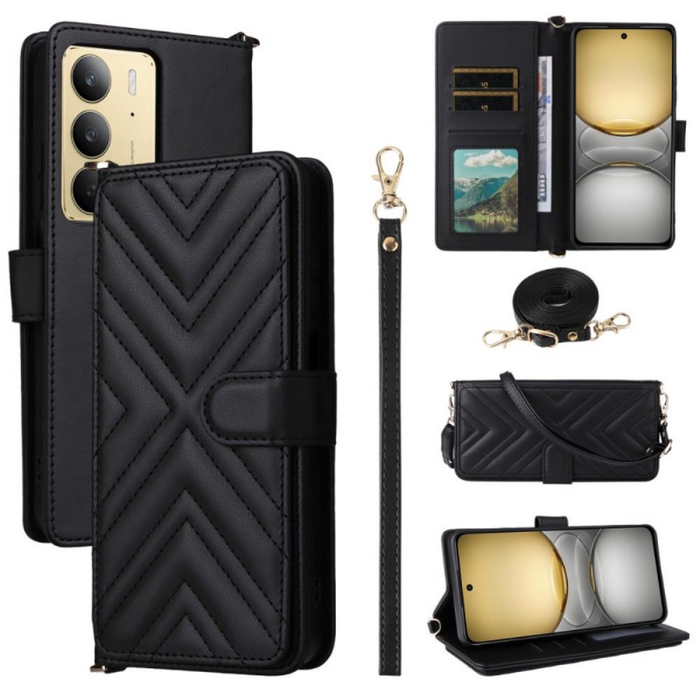 Folio-hoesje Realme 14x 5g Telefoonhoesje Premium Design Met Bandje En Schouderband