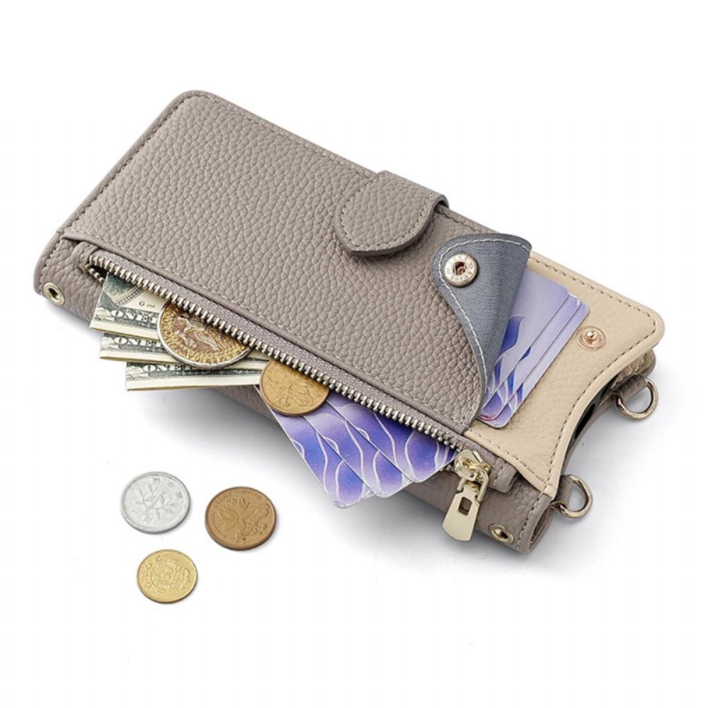 Leren Hoesje Realme 14x 5g Tweekleurige Portemonnee Met Ketting Bescherming Hoesje