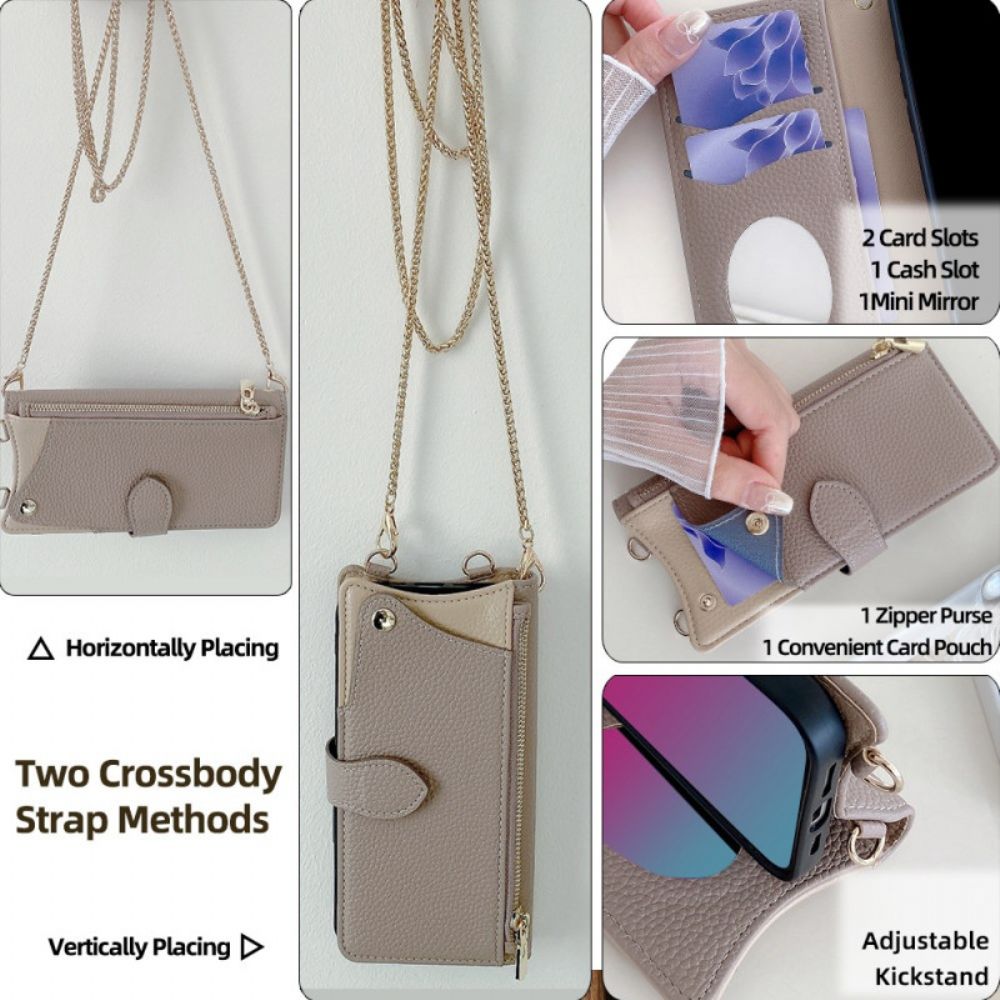 Leren Hoesje Realme 14x 5g Tweekleurige Portemonnee Met Ketting Bescherming Hoesje