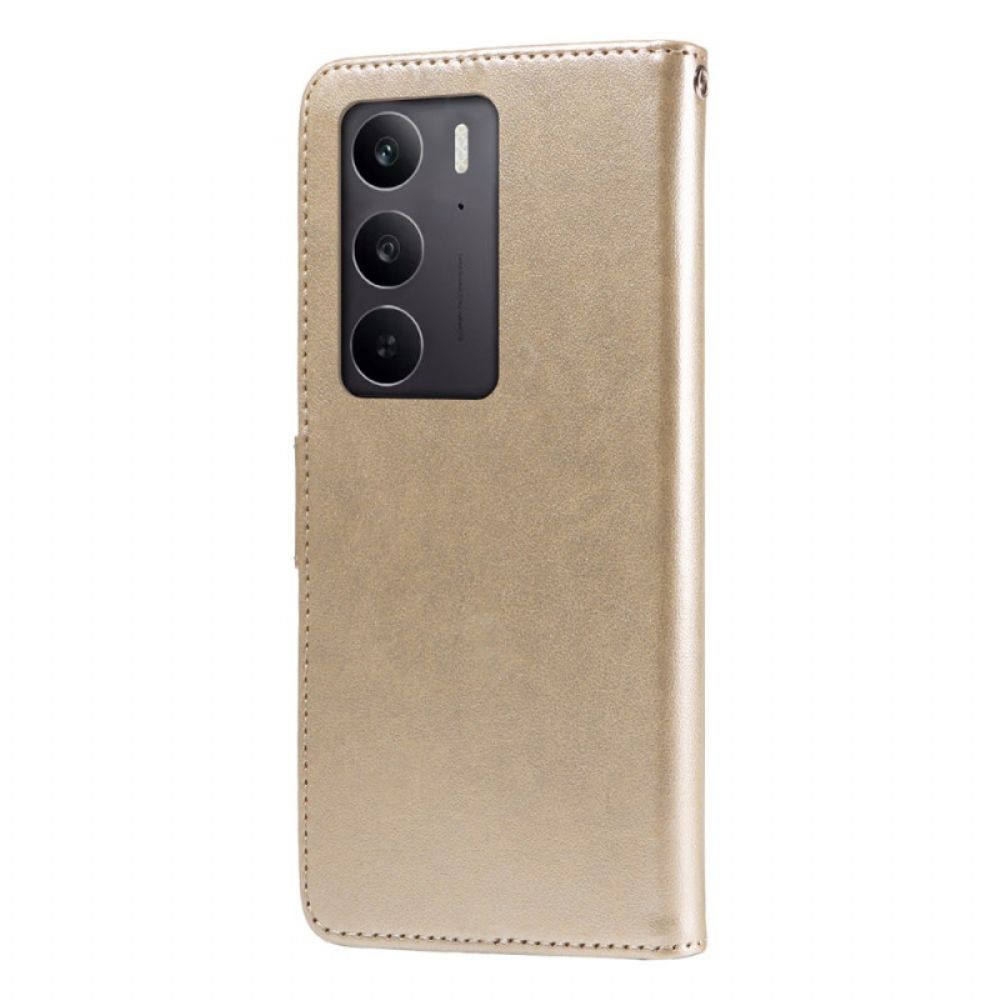 Leren Hoesje Realme 14x 5g Vlinders En Bloemen