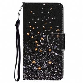 Flip Case voor Poco X4 Pro 5G Met Ketting Bandje Met Lovertjeseffect