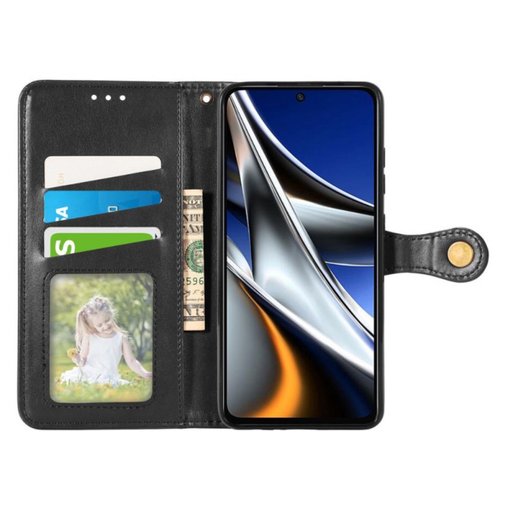 Flip Case voor Poco X4 Pro 5G Met Ketting Magnetische Bandknop