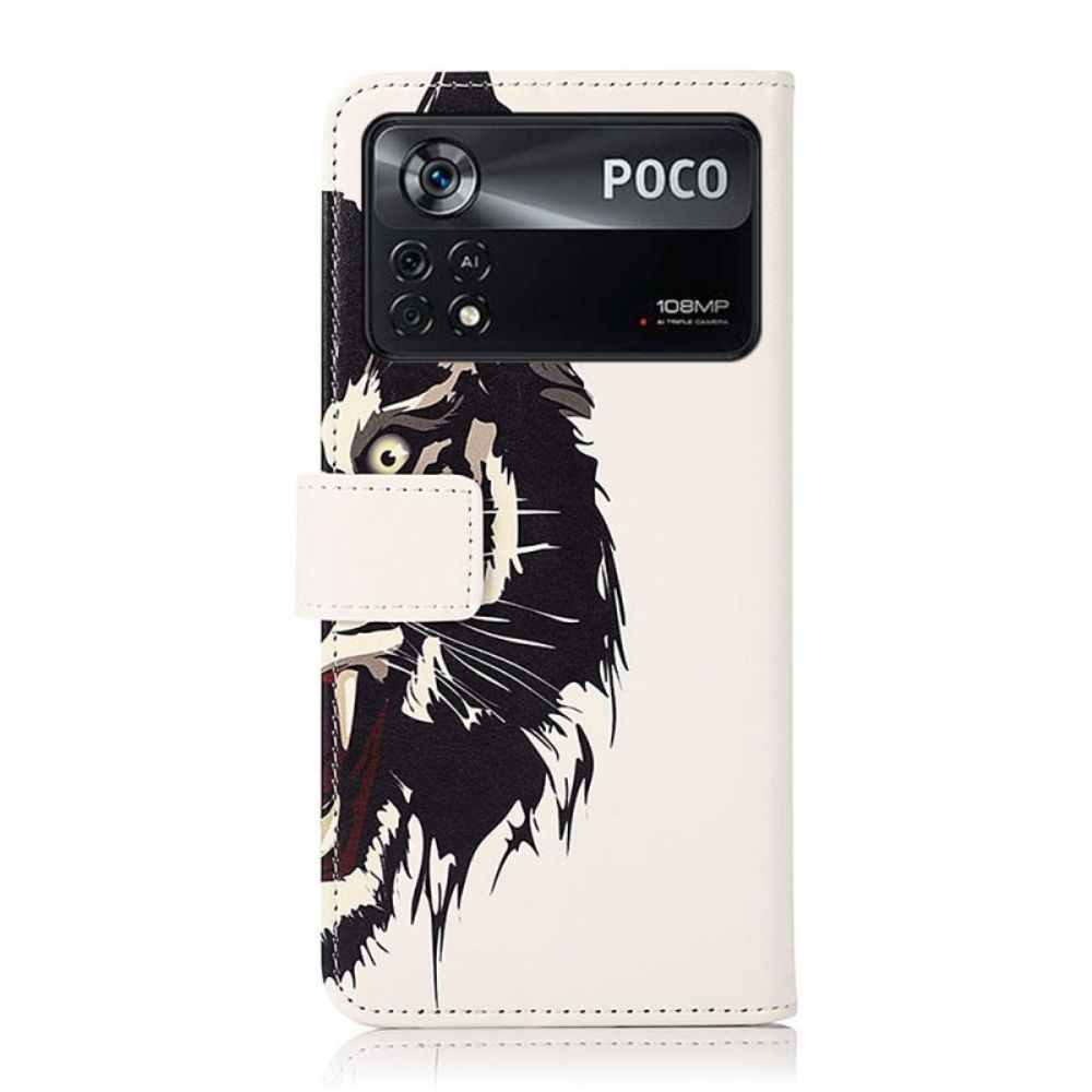 Folio-hoesje voor Poco X4 Pro 5G Felle Tijger