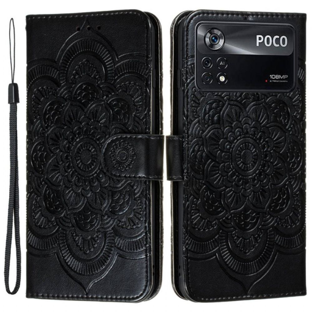 Folio-hoesje voor Poco X4 Pro 5G Mandala Met Koord