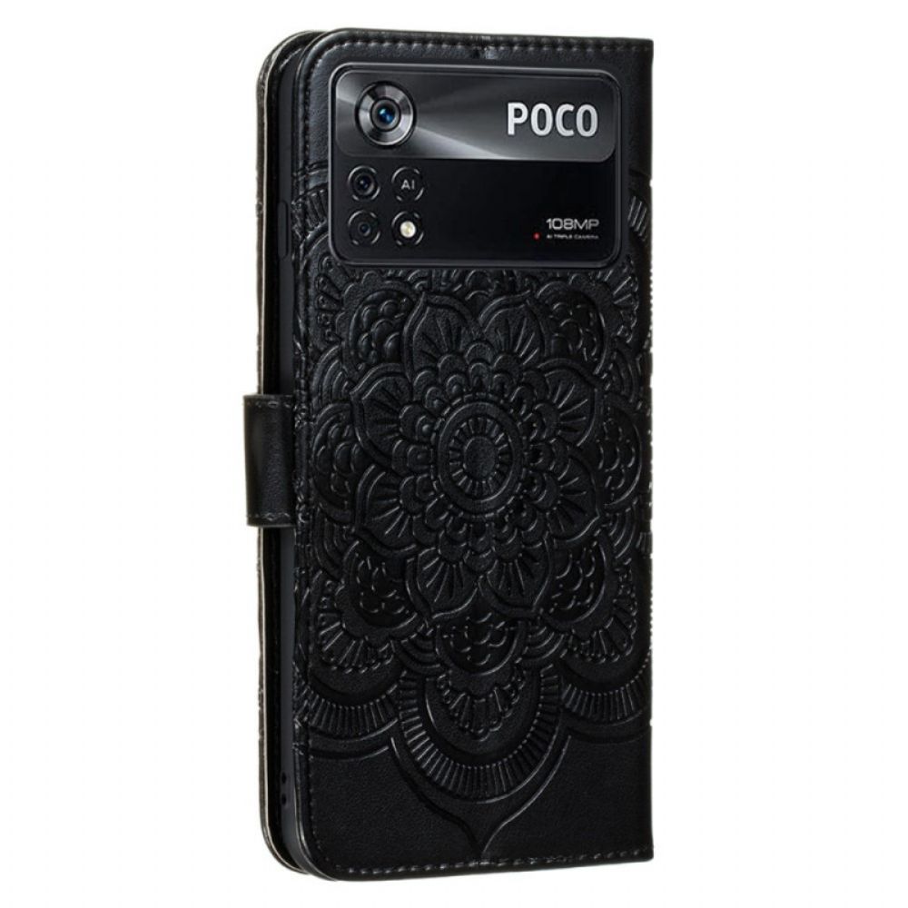 Folio-hoesje voor Poco X4 Pro 5G Mandala Met Koord
