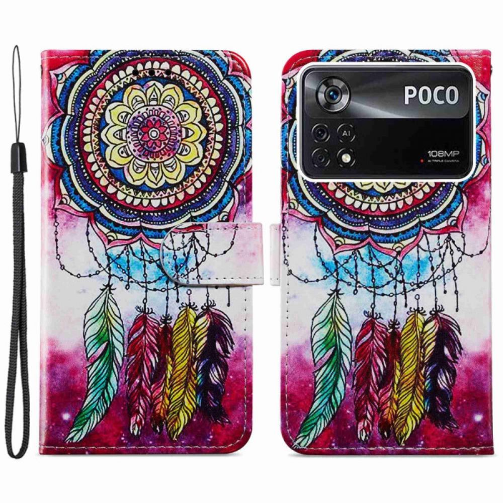 Folio-hoesje voor Poco X4 Pro 5G Met Ketting Dromenvanger Met Riem