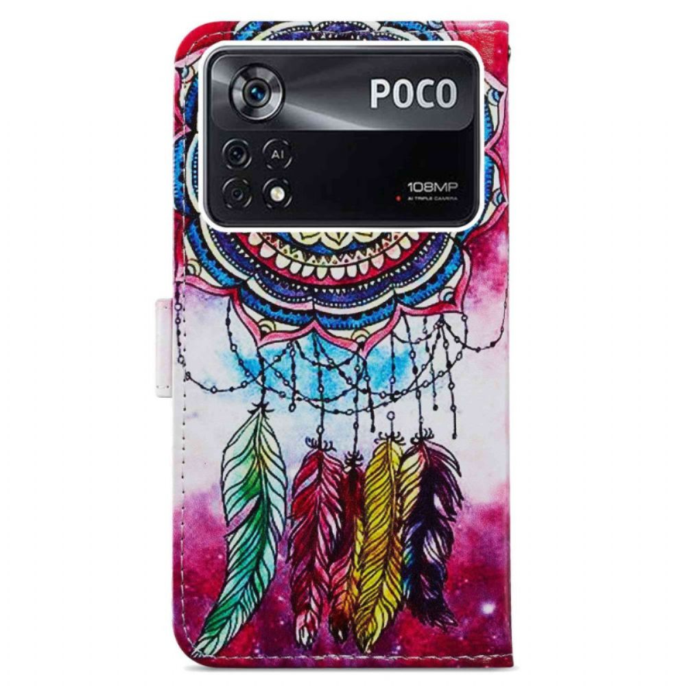 Folio-hoesje voor Poco X4 Pro 5G Met Ketting Dromenvanger Met Riem