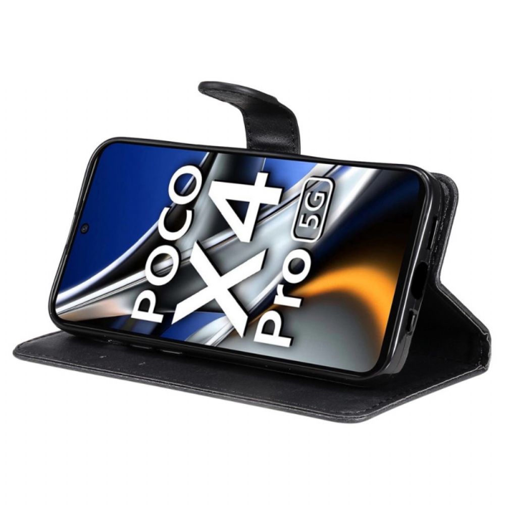 Folio-hoesje voor Poco X4 Pro 5G Met Ketting Effen Strappy