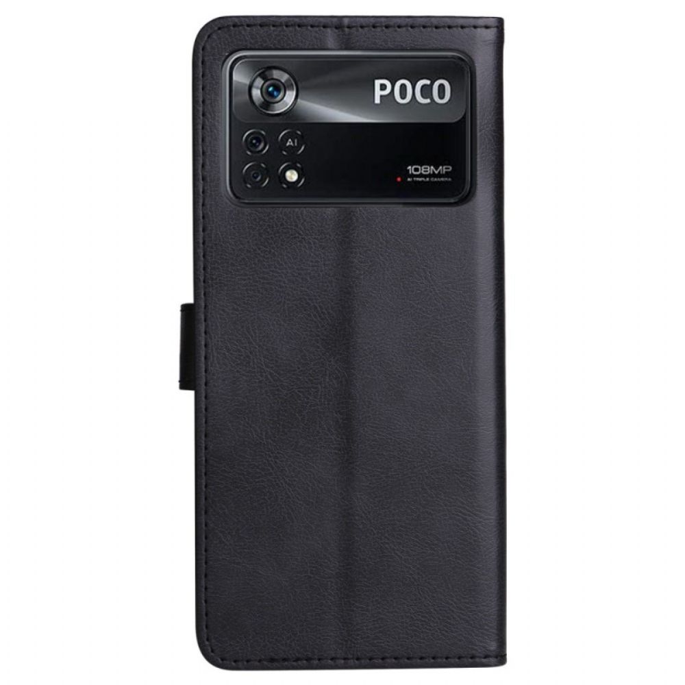 Folio-hoesje voor Poco X4 Pro 5G Met Ketting Effen Strappy