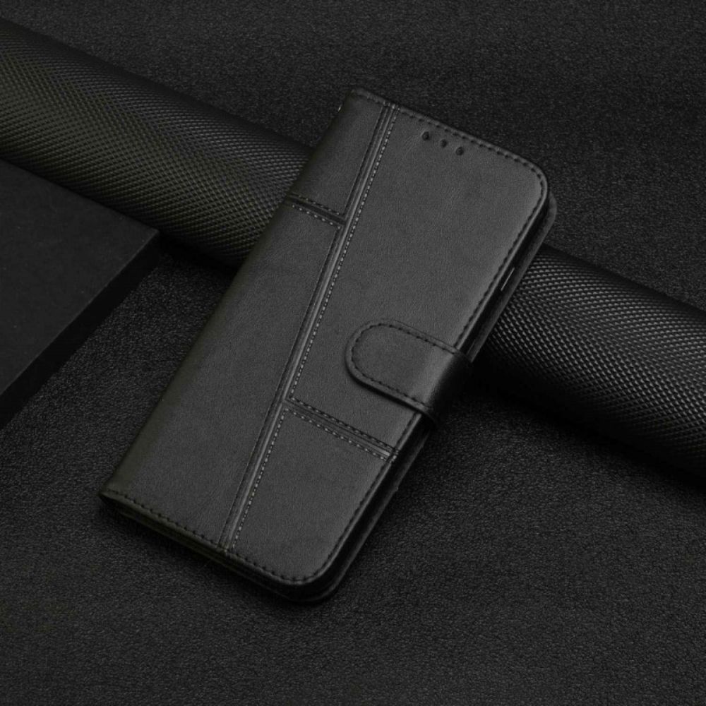 Folio-hoesje voor Poco X4 Pro 5G Met Ketting Geometrische Leerstijl Met Bandjes